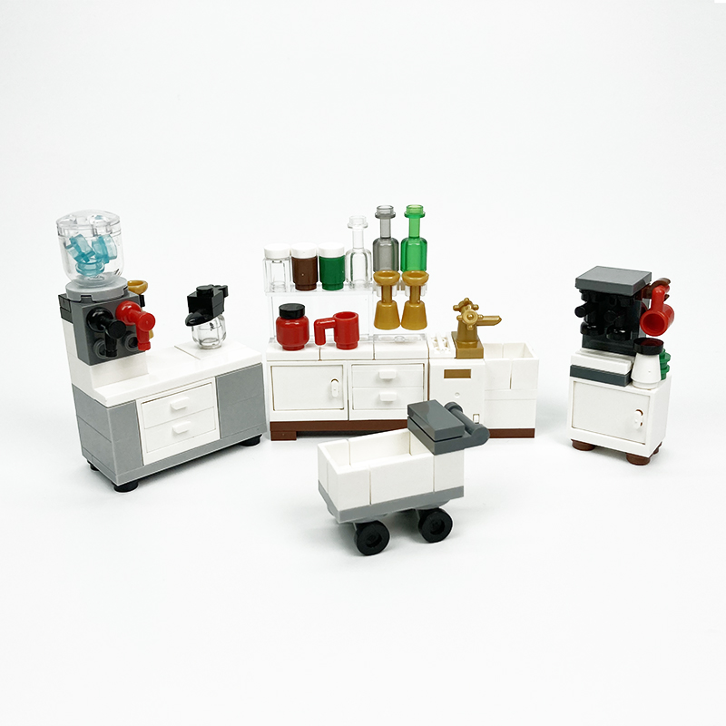 Kitchen Appliances Cabinet - MOC 블록 창의적인 장난감 주방 가전
