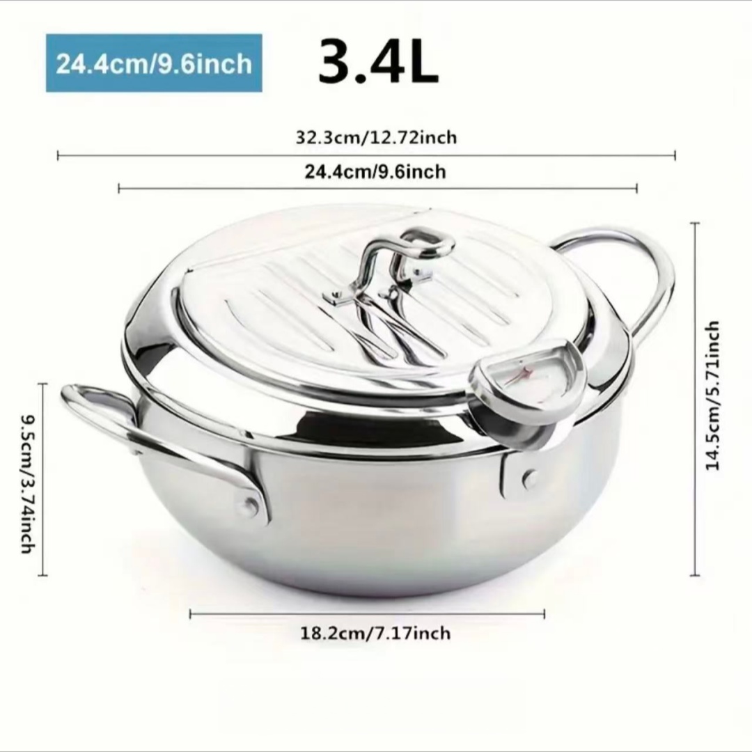 Induction Cooker - 뚜껑이 있는 스테인리스 스틸 프라이팬, 온도