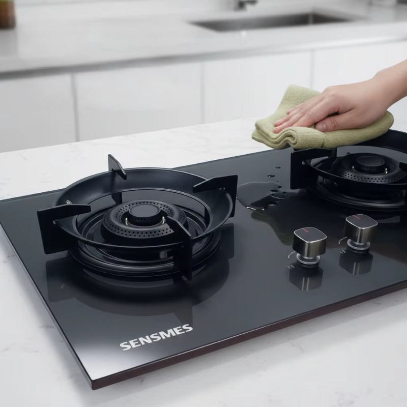 Kitchen Appliances In - 블랙 강화유리 패널 2구 빌트인 가스